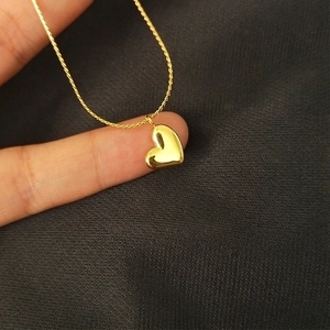 Collana con Ciondolo a Cuore in Acciaio al Titanio Minimalista Occidentale Catena a Spirale Lucida Gioielli Color Oro da Donna