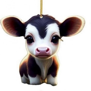 Cute cartoon cow hanging ornament made of acrylic for car interior or Christmas tree decor