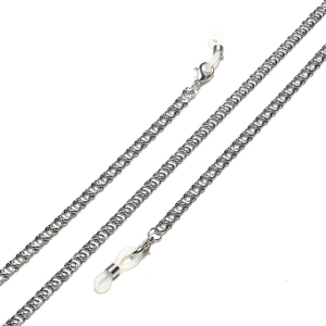 Sleek silver stainless steel glasses chain with lobster clasps and anti-slip silicone loops