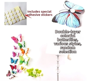 Detail of 3D double-layer colorful butterfly wall stickers with adhesive dots for decor