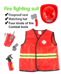 6-piece kids firefighter costume set with vest, helmet, walkie-talkie, axe and extinguisher
