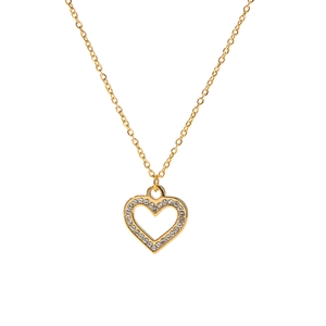 Elegant 18k gold-plated heart pendant necklace with shimmering zircon stones