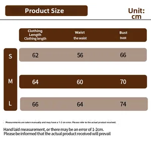Size chart for seamless compression yoga bodysuit showing S, M, L dimensions in centimeters