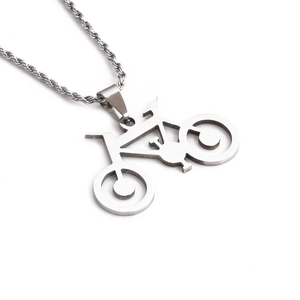 Bicycle Pendant Necklace Stainless Steel Polished Twisted Chain Hip Hop Bike Jewelry