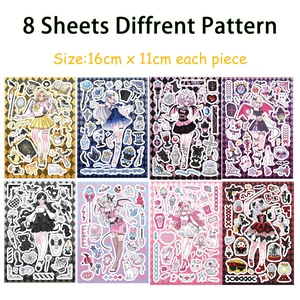 Set of 8 gothic anime decorative stickers 16x11cm for DIY journals and scrapbooking