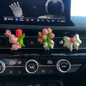 Cute resin bunny and tulip flower car air vent aromatherapy diffuser ornaments