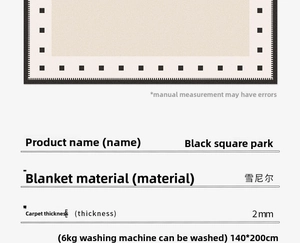 Detail of chenille rug with geometric pattern and 2mm thickness, machine washable