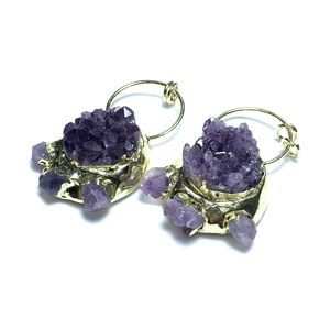 Natürliche Amethyst-Ohrringe in Katzenpfotenform mit 14K Vergoldung für Damen