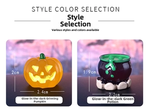 Luminous Halloween miniature resin pumpkin and potion jar garden decor props