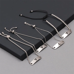 Silver stainless steel medical alert bracelets with adjustable sliding clasps and eagle charm