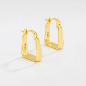Close-up of S925 hallmark on gold plated sterling silver geometric square earrings