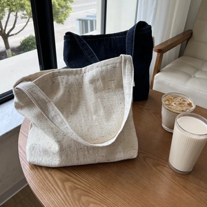Borsa A Spalla Da Donna In Tela E Denim Stile Minimalista Tote Con Chiusura Magnetica Tasca Interna Casual Quotidiana