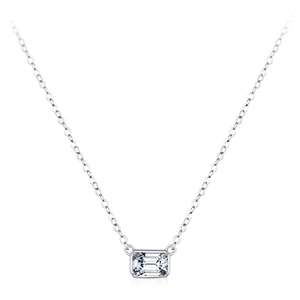 Modian Minimalist 925 Sterling Silver Emerald Cut Rhinestone Pendant Necklace For Women Elegant Simple Clavicle Chain Jewelry