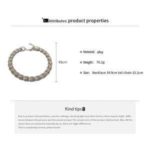 Detailed view of heavy metal torque necklace with size parameters and alloy texture
