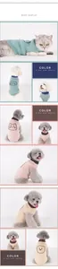 Detail of knitted pet sweaters in grey, pink and apricot with cartoon animal patterns