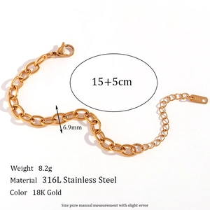 Polished 18K gold plated stainless steel S-link bracelet with adjustable extension chain