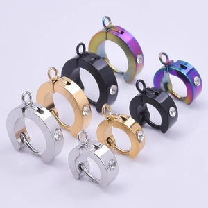 Pendientes de aro en acero inoxidable oro plata negro con detalles de circonita