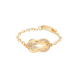 Elegant gold chain bracelet with a horseshoe buckle and pave-set cubic zirconia stones