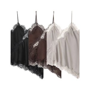 Γυναικείο Σατέν Cami Tank Top Δαντέλα Λαιμόκοψη V Τιράντες Spaghetti Σέξι Μεταξένια Υφή Χωρίς Μανίκια Καλοκαιρινό