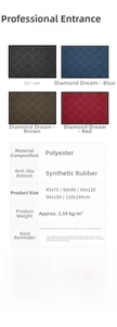 Detail view of anti-slip rubber backing and durable polyester fiber surface for outdoor mats