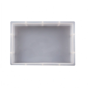 Macro view of rectangular translucent silicone resin mold with reinforced edges