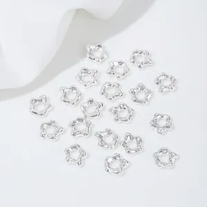 Polished silver floral bead spacers for DIY handmade jewelry bracelets and necklaces