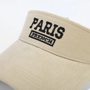 Visiera parasole beige con ricamo PARIS in twill di cotone strutturato per uomo e donna
