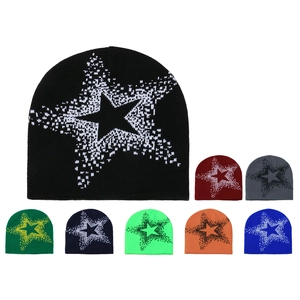 Detailed knit texture of the star pattern beanie shown in eight vibrant color options