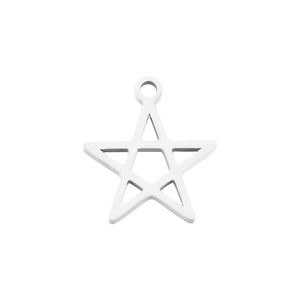 Minimalist 16mm hollow star pendant in polished silver metal for DIY jewelry making