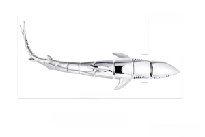 Detail view of a 21cm 316L stainless steel shark link bracelet with dimensions shown
