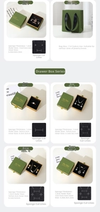 Deep green jewelry packaging set with drawer boxes and gold Best Wishes engraving