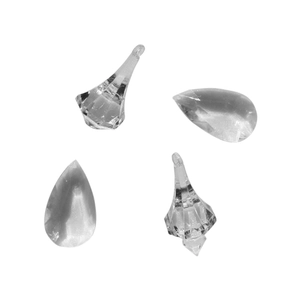 Set of four clear acrylic Christmas snowflake crystal ornaments for tree decoration