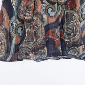 Midi-Rock mit Paisley-Muster, Goldfaden-Details und passendem Gürtel für Damen