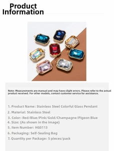 Close-up of multicolor rectangular glass pendants with golden stainless steel base
