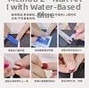 Step-by-step tutorial for applying floral press-on nails using professional glue and tools