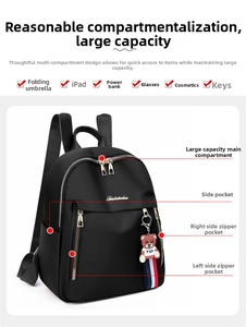 Detailed internal structure of the waterproof Oxford backpack with organized compartments