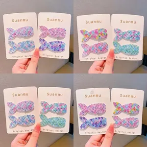 Barrettes sirène mignonnes avec paillettes scintillantes dégradées pour petites filles