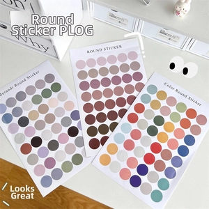 Detail of Morandi color dot stickers set for scrapbooking and creative wall decoration