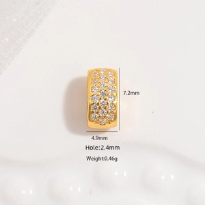 S925 silver gold pig nose spacer bead with white zircon for DIY jewelry making