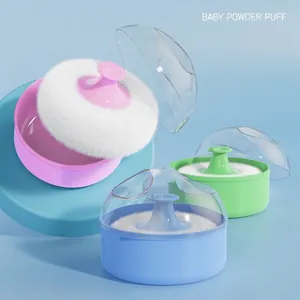 Babypuderquaste Box Weiche Baumwolle Tragbare Aufbewahrung Durchsichtiger Deckel Neugeborenen Pflege