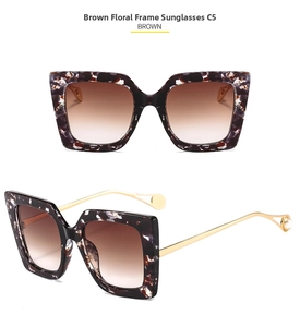 Detail of floral tea square sunglasses with gradient lenses and pearl temple accents