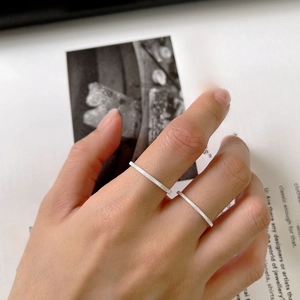 Minimalist S925 sterling silver stacked rings with textured vertical line engraving