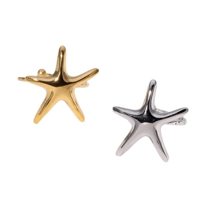 Minimalist starfish star rings in gold and silver finish with polished mirror surface
