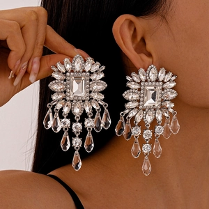 Statement Tassel Dangle Earrings Rhinestone Flower Luxury Jewelry For Women With 925 Sterling Silver Earring Post