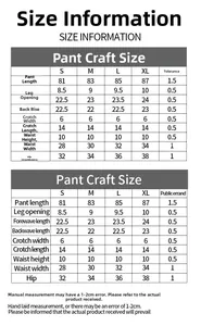 Detailed size chart for high waist seamless yoga pants showing S to XL measurements