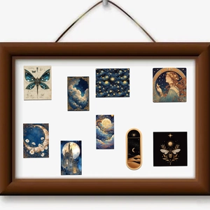 Golden cosmic vortex stickers set with vintage art patterns for DIY phone case and luggage