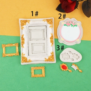 Detail view of European vintage frame and comb silicone molds for DIY resin casting crafts