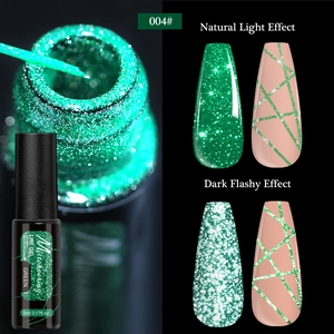Macro detail of green reflective glitter line gel 004 for UV/LED nail art decoration
