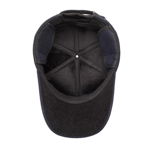 Winter baseball cap for elderly men with ear flaps and thick warm cotton lining