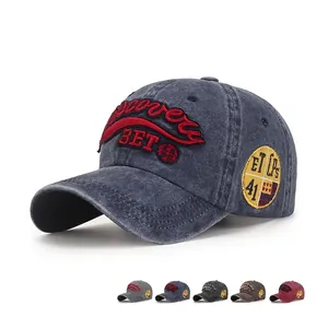 Vintage Washed Cotton Baseball Cap Letter Embroidered Distressed Sunshade Hat For Men And Women Adjustable Casual Sports